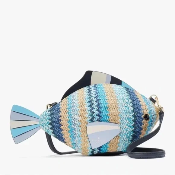 Kate Spade What A Catch 3D Fish Crossbody Bag Novelty Purse Blue NWT - Picture 2 of 8